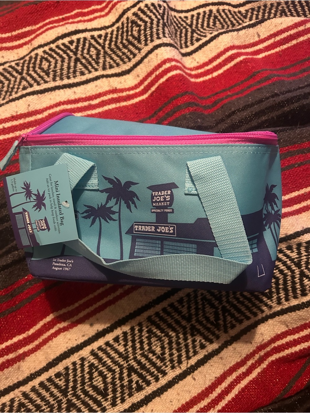 Trader Joe's Teal and Pink Mini Insulated Tote